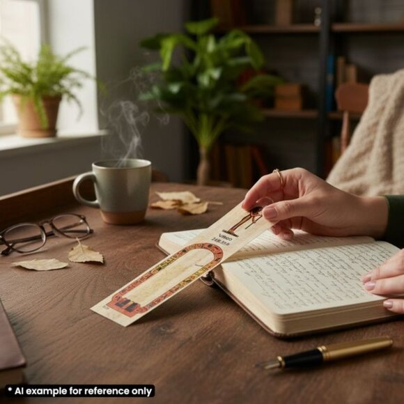 Vintage Egyptian Papyrus Bookmark Virgo Zodiac Hieroglyphics Hand Painted Art - Picture 2 of 7